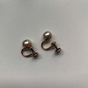 Antique Genuine Pearl Gold Filled Earrings